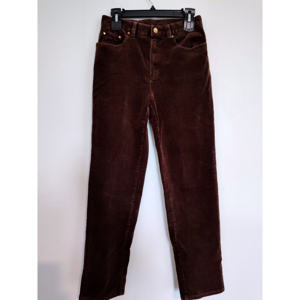 Lauren Ralph Lauren Brown Corduroy Pants High Rise Straight Leg Women Size 6
